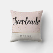 チアリーパーソナライズされたダーピンク金ゴールド&大理石ドット クッション (裏面)