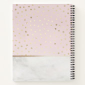 チアリーパーソナライズされたダーピンク金ゴールド&大理石ドット ノートブック (裏面)