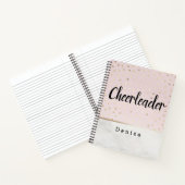 チアリーパーソナライズされたダーピンク金ゴールド&大理石ドット ノートブック (内部)