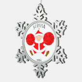 チアリーパーソナライズされたダー スノーフレークピューターオーナメント (右)