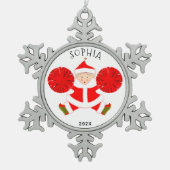 チアリーパーソナライズされたダー スノーフレークピューターオーナメント (正面)