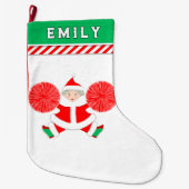 チアリーパーソナライズされたダー ラージクリスマスストッキング (正面)