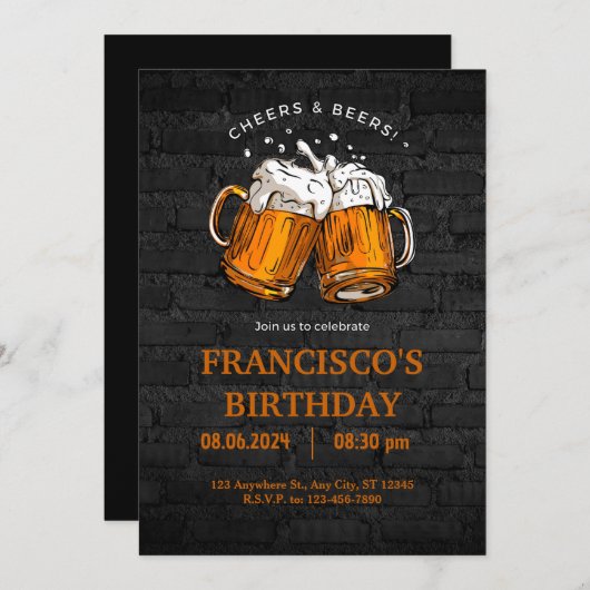 チアーズ＆ベアーズの誕生日 招待状 (正面/裏面)