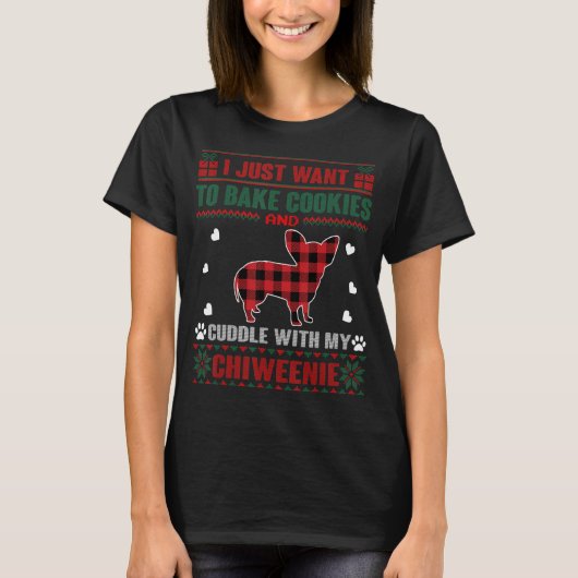 チウェニー犬クッキードッグパジャマ醜いクリスマスSw Tシャツ (正面)