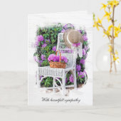 チェアと帽子を備えたツツツツツジ園 カード (黄色い花)