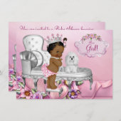 チェアエレガントエスニックプリンセスパールベビーシャワー 招待状 (正面/裏面)