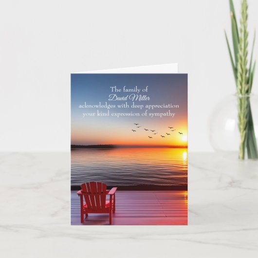 チェアオンレイク波止場悔やみや弔慰ありがとう カード (正面)