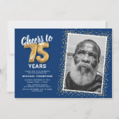 「チェアーズ・トゥ・ザ・イヤーズ」75歳の誕生日写真 招待状 (正面)