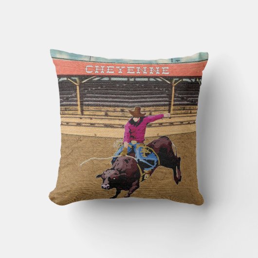チェイエンヌ・ロデオ・カウボーイ・ブル・ライド クッション (正面)