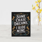 チェイスドリーム私は私の馬に乗る 馬に乗る名言 カード (黄色い花)