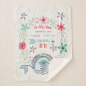 チェイス虹ベビーガール統計ウォーターカラーマーメイド シェルパブランケット (正面)