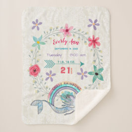 チェイス虹ベビーガール統計ウォーターカラーマーメイド シェルパブランケット