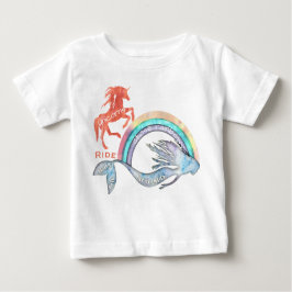 チェイス雨戸と人魚、乗るユニコーン ベビーTシャツ