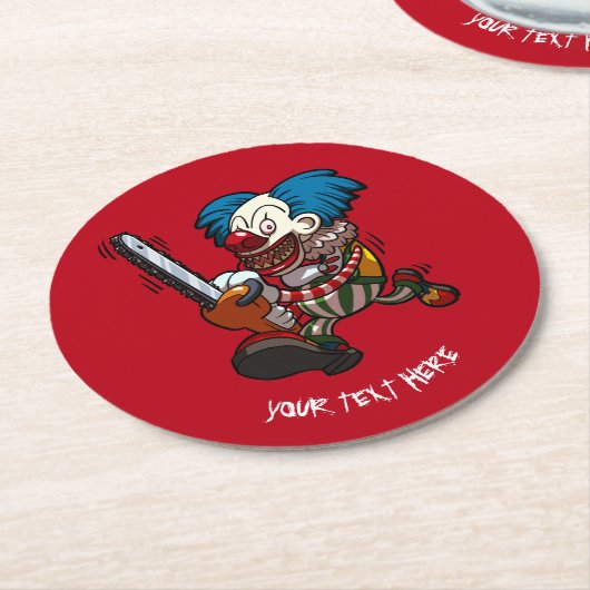 チェインソカラフルーピエロハロウィーンホラー漫画 ラウンドペーパーコースター (アングル)