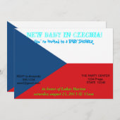 チェキア国旗を持つ赤ちゃんシャワー招待状 招待状 (正面/裏面)