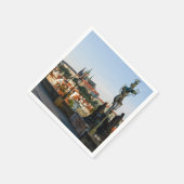 チェコのシャルル橋からのプラハ城の眺め。 スタンダードカクテルナプキン (角)