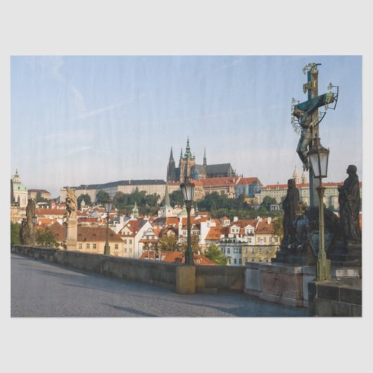 チェコのシャルル橋からのプラハ城の眺め。 薄葉紙 (正面)