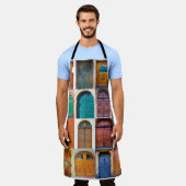 チェコのプラハの中世の玄関ドアのコラージュ  エプロン (着用した状態)