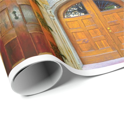 チェコのプラハの中世の玄関ドアのコラージュ ラッピングペーパー (ロールコーナー)
