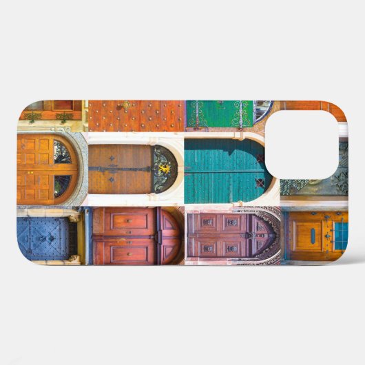 チェコのプラハの中世の玄関ドアのコラージュ  Case-Mate iPhoneケース (裏面 (横))