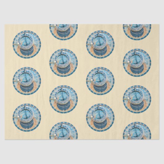 チェコのプラハ天文時計に近づく。 薄葉紙 (正面)