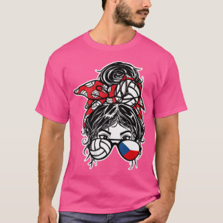 チェコのメッシーバンヘアガールチェコバレーボール Tシャツ