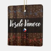 チェコのメリークリスマス、Veselé Vánoceの素朴なスタイル セラミックオーナメント (左)