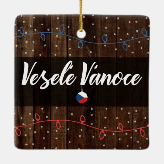 チェコのメリークリスマス、Veselé Vánoceの素朴なスタイル セラミックオーナメント (裏面)