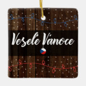 チェコのメリークリスマス、Veselé Vánoceの素朴なスタイル セラミックオーナメント (正面)