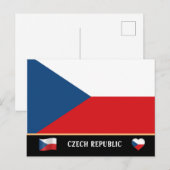 チェコの国旗とチェコ共和国旅行/チェヒア ポストカード (正面/裏面)