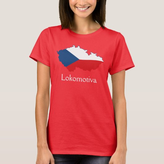 チェコの国旗の地図ロコモティアTシャツ Tシャツ (正面)