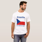 チェコの国旗+地図+テキストTシャツ Tシャツ (正面フル)