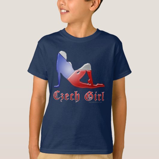 チェコの女の子のシルエットの旗 Tシャツ (正面)