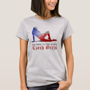 チェコの女の子のシルエットの旗 Tシャツ
