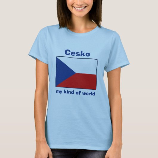 チェコの旗+地図+テキストTシャツ Tシャツ (正面)