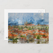 チェコの有名なシャルル橋とプラハ城 ポストカード (正面/裏面)