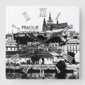 チェコの聖ビタス大聖堂プラハ城スケッチ スクエア壁時計 (正面)