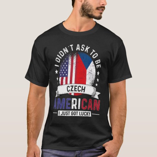 チェコアメリカ国旗プライドカントリーチェコ Tシャツ (正面)