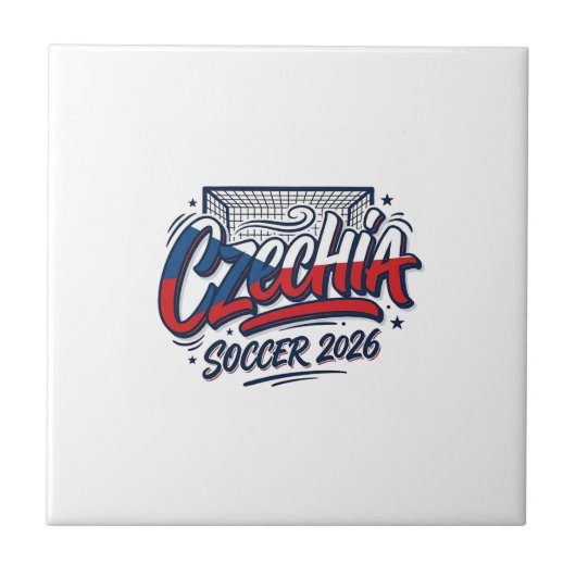 チェコサッカー2026 サッカー大胆な国 Typography タイル (正面)