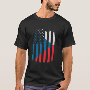 チェコスロバキアとアメリカ国旗チェコアメリカ国旗 Tシャツ