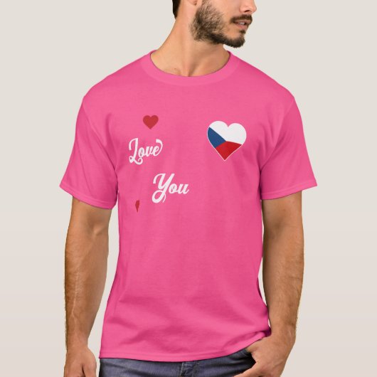 チェコスロバキア国旗を掲げてチェコスロバキアが大好き Tシャツ (正面)