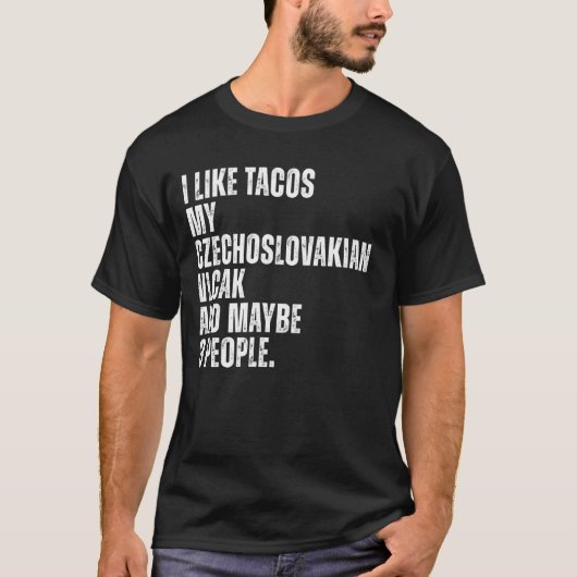 チェコスロバキア犬のオーナータコス恋人おもしろい Tシャツ (正面)