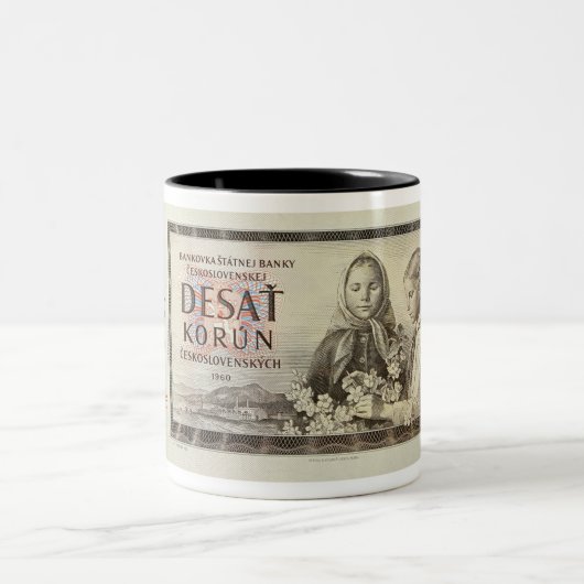 チェコスロバキア10 Korunの銀行券のマグ ツートーンマグカップ (中央)