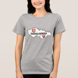 チェコスロバキア 1918-1992 伝統的な古地図風デザイン トライブレンドＴシャツ