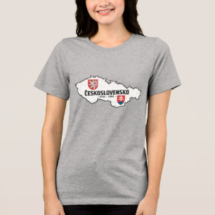 チェコスロバキア 1918-1992 伝統的な古地図風デザイン トライブレンドTシャツ