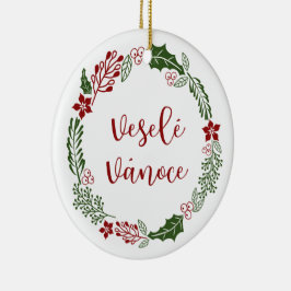 チェコメリークリスマスリースヴェセレヴァノス セラミックオーナメント