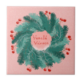 チェコメリークリスマスリース タイル