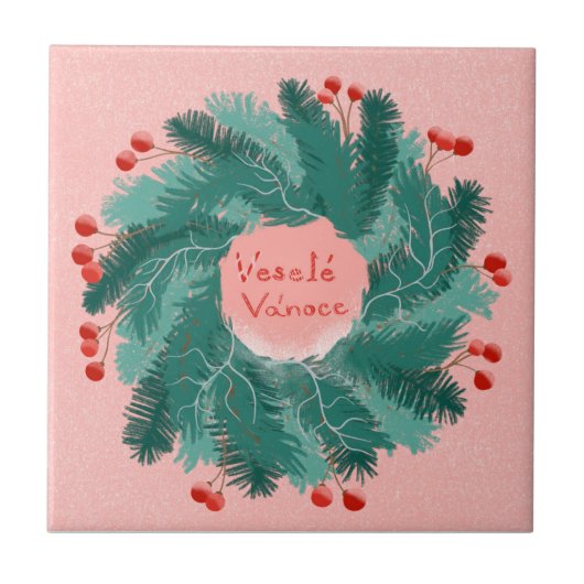 チェコメリークリスマスリース タイル (正面)