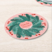 チェコメリークリスマスリース ラウンドペーパーコースター (アングル)