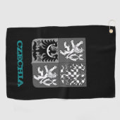 チェコ共和国とチェコの紋章 ゴルフタオル (横)